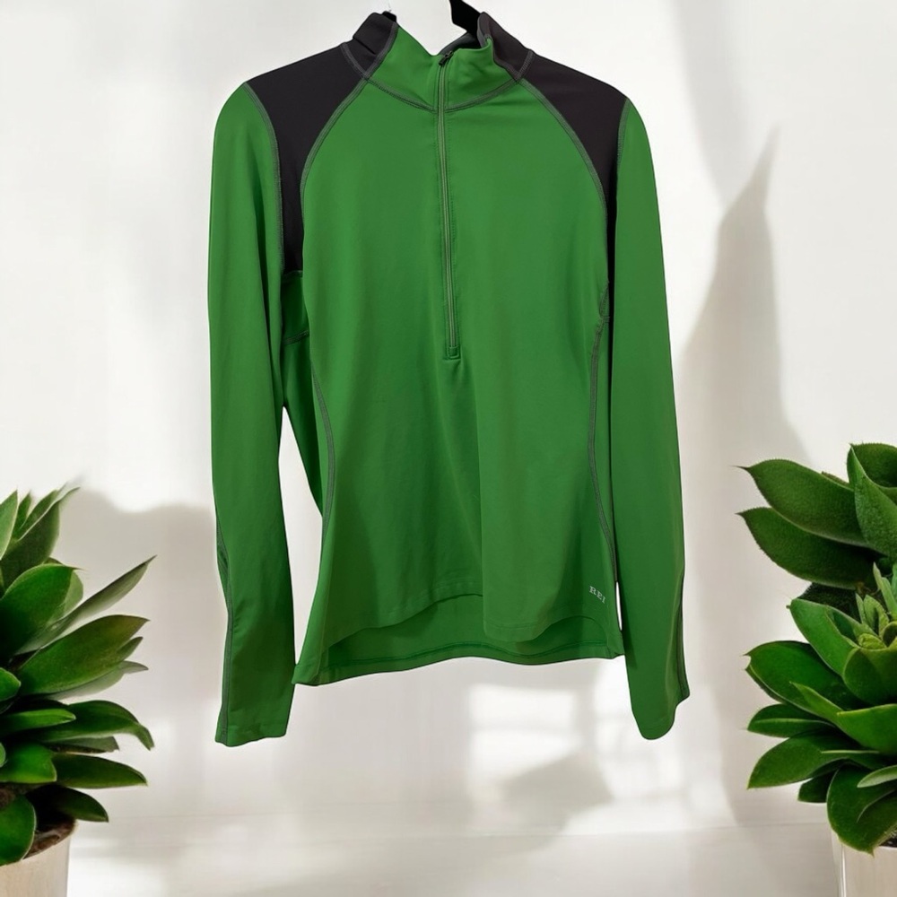 REI Womens Activewear Top No Size Tag (Most likely a Small) Green 1/3 Zip